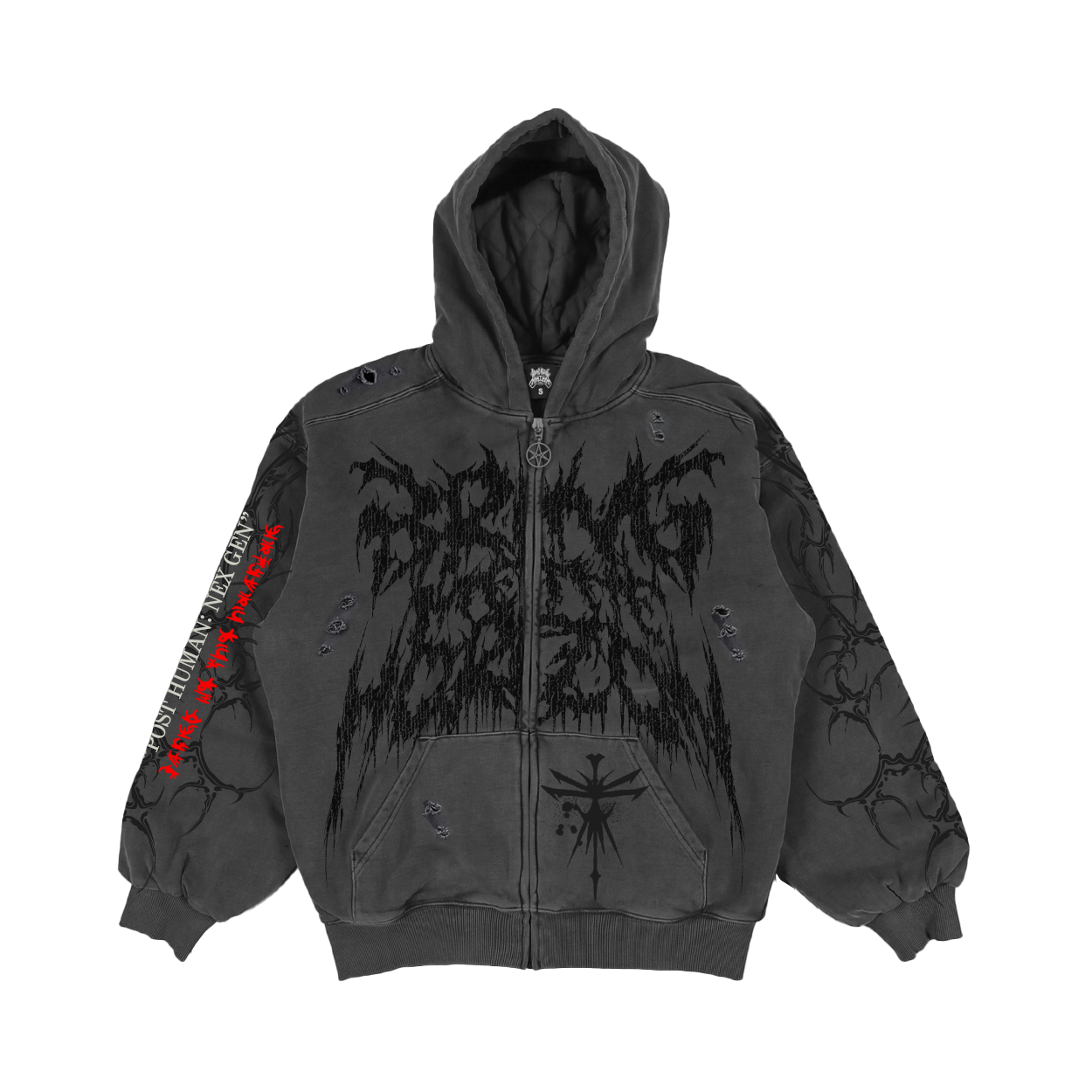 66Sick Distressed Pullover Hoodie