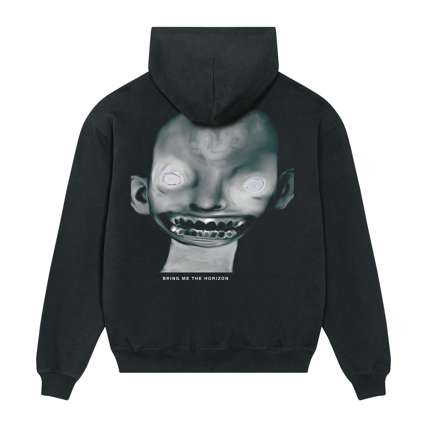 Black unisex hoodie with green Bring Me the Horizon Darkside print across the back.